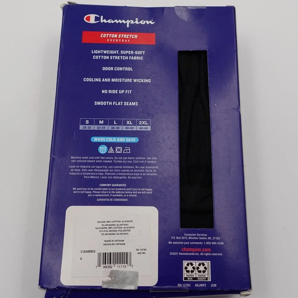 Champion Boxer Briefs Mens S Black Grey 3-Pack Cotton Stretch Everyday CANBBG
